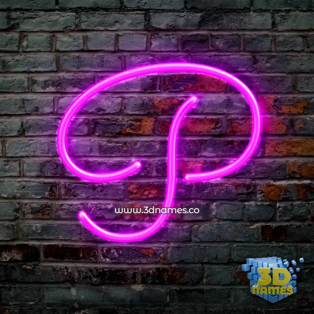 p in Pink Neon style - 3D name wallpaper