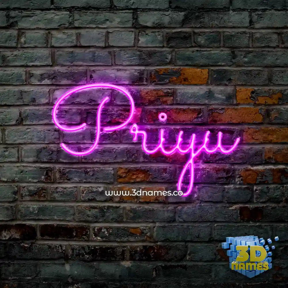 priyu in Pink Neon style - 3D name wallpaper