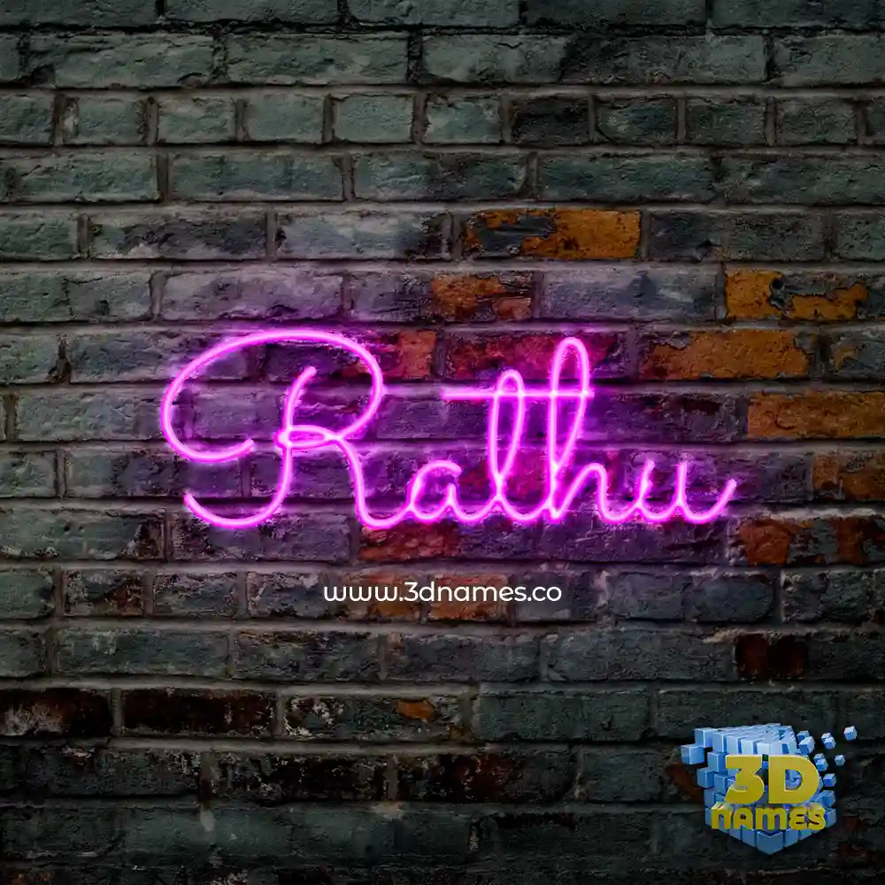 rathu in Pink Neon style - 3D name wallpaper