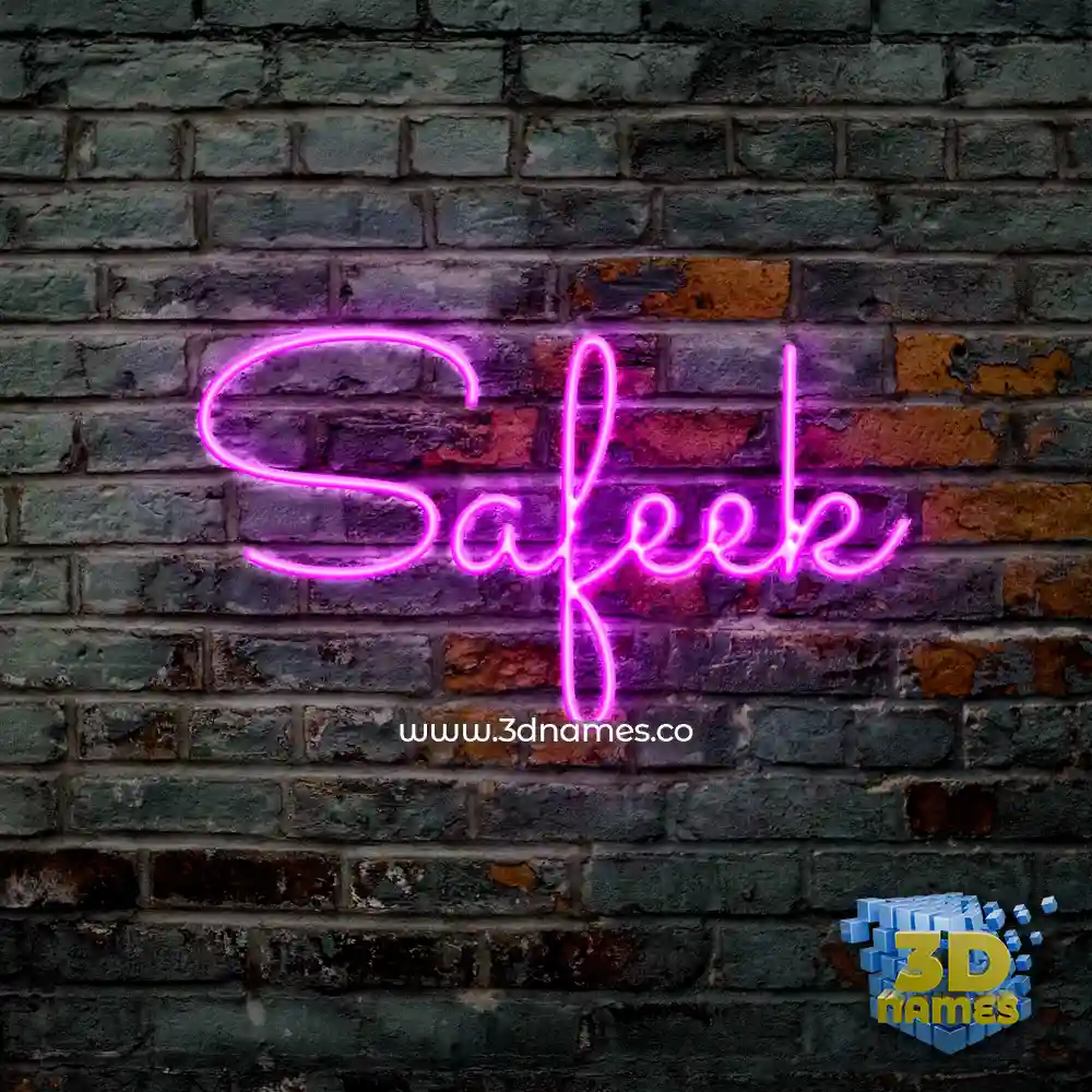 safeek in Pink Neon style - 3D name wallpaper