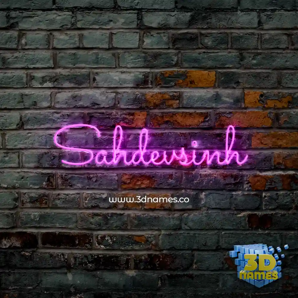 sahdevsinh in Pink Neon style - 3D name wallpaper