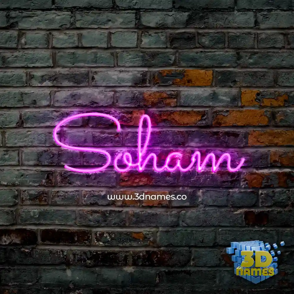 soham in Pink Neon style - 3D name wallpaper