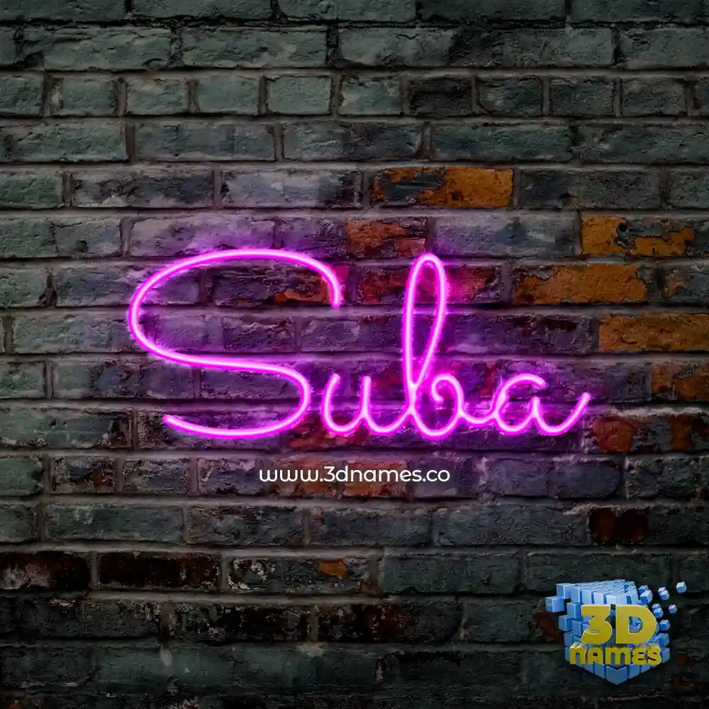 suba in Pink Neon style - 3D name wallpaper