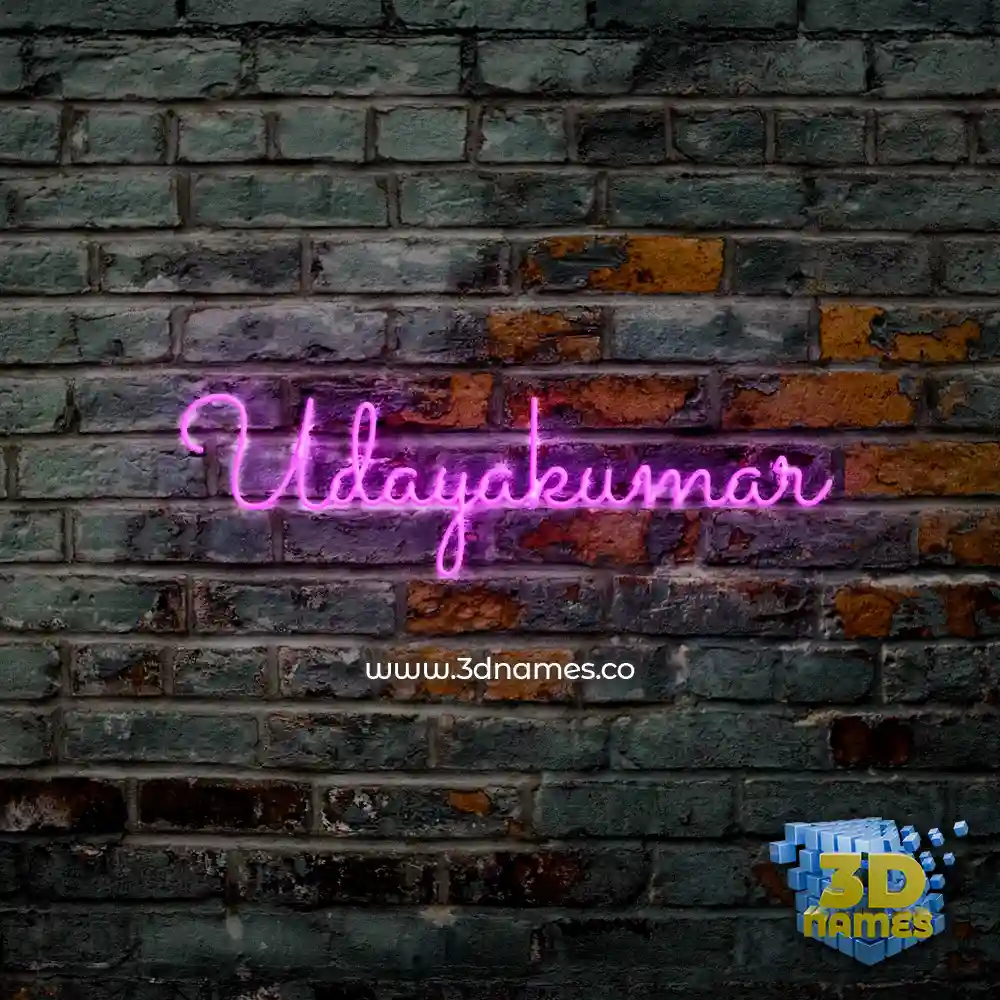 udayakumar in Pink Neon style - 3D name wallpaper