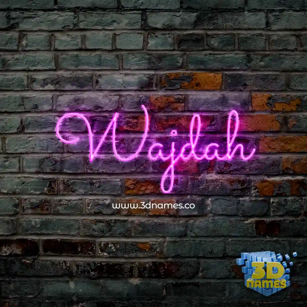 wajdah in Pink Neon style - 3D name wallpaper