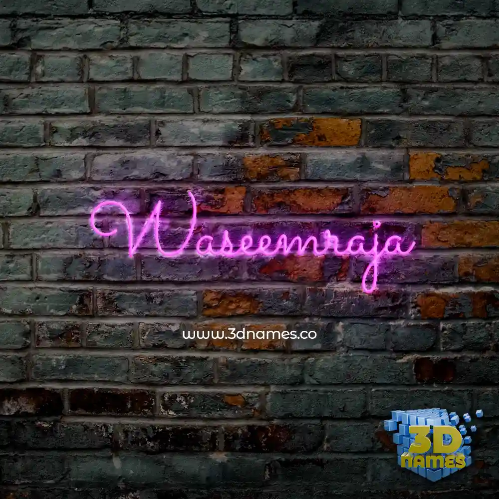 waseemraja in Pink Neon style - 3D name wallpaper