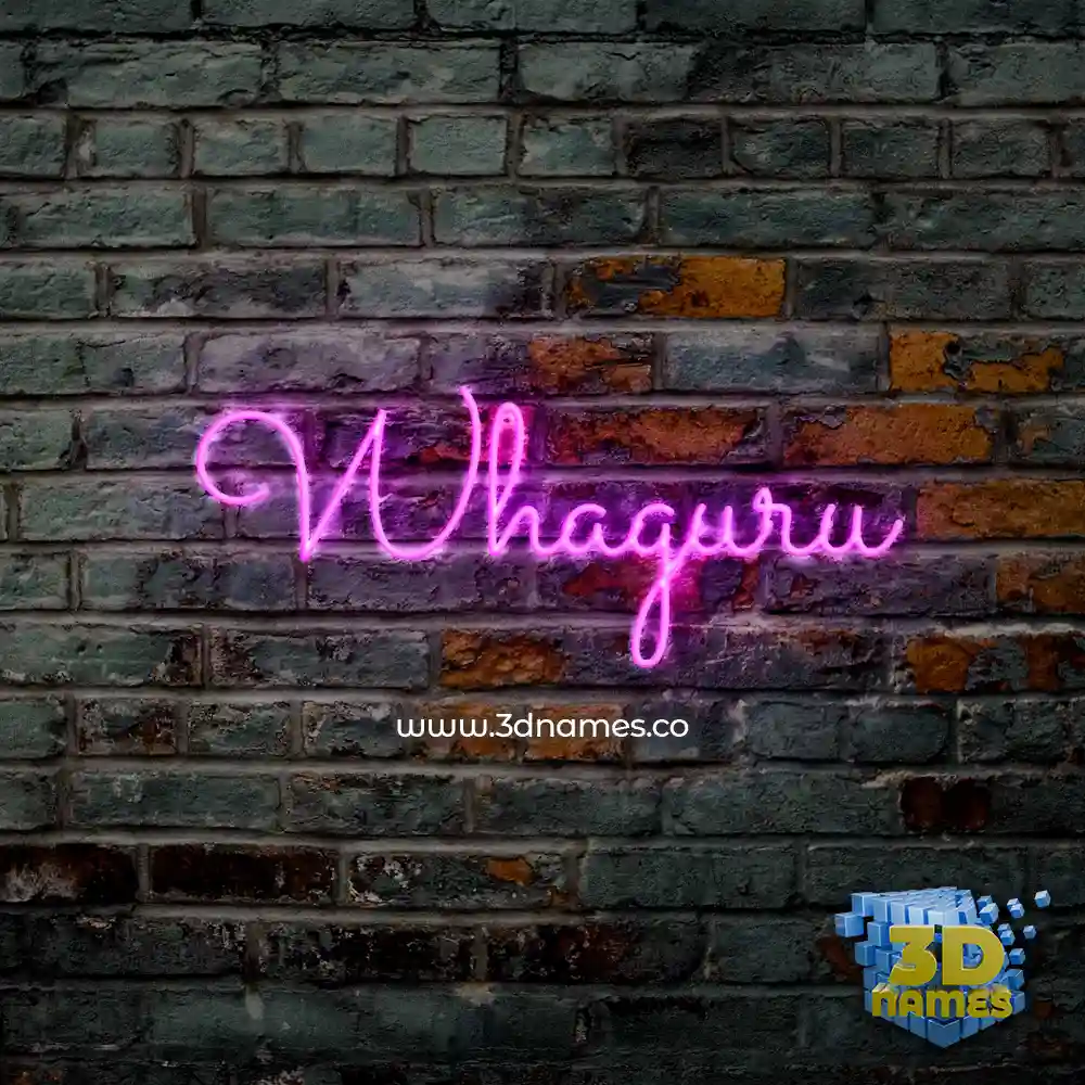 whaguru in Pink Neon style - 3D name wallpaper