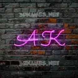 a k in Pink Neon style - 3D name wallpaper