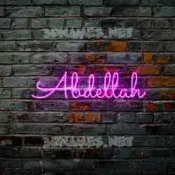 abdellah in Pink Neon style - 3D name wallpaper