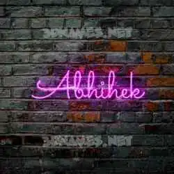 abhihek in Pink Neon style - 3D name wallpaper