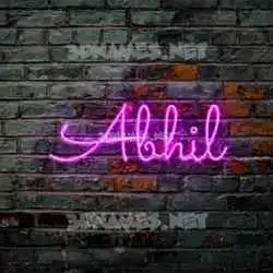 abhil in Pink Neon style - 3D name wallpaper