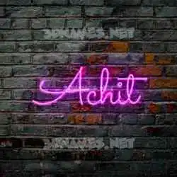 achit in Pink Neon style - 3D name wallpaper