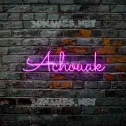 achouak in Pink Neon style - 3D name wallpaper