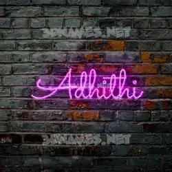 adhithi in Pink Neon style - 3D name wallpaper