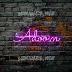 adoom in Pink Neon style - 3D name wallpaper