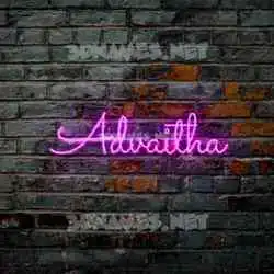 advaitha in Pink Neon style - 3D name wallpaper