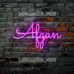 afgan in Pink Neon style - 3D name wallpaper