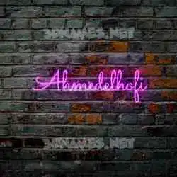 ahmedelhofi in Pink Neon style - 3D name wallpaper