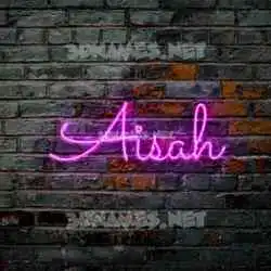 aisah in Pink Neon style - 3D name wallpaper