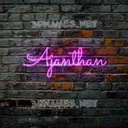 ajanthan in Pink Neon style - 3D name wallpaper