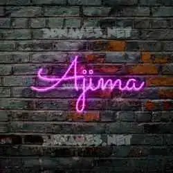 ajima in Pink Neon style - 3D name wallpaper