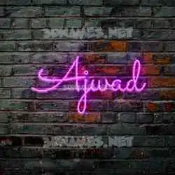 ajwad in Pink Neon style - 3D name wallpaper