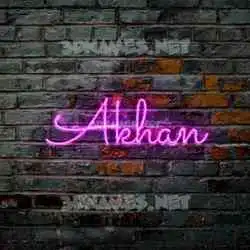 akhan in Pink Neon style - 3D name wallpaper