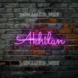 akhilan in Pink Neon style - 3D name wallpaper