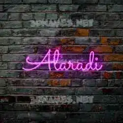 alaradi in Pink Neon style - 3D name wallpaper