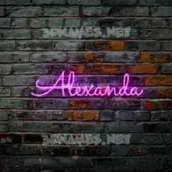 alexanda in Pink Neon style - 3D name wallpaper