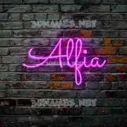 alfia in Pink Neon style - 3D name wallpaper