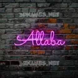 allaba in Pink Neon style - 3D name wallpaper