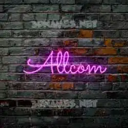 allcom in Pink Neon style - 3D name wallpaper