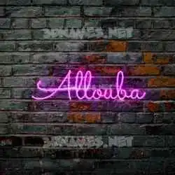 allouba in Pink Neon style - 3D name wallpaper