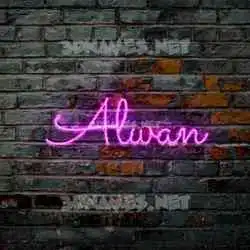 alwan in Pink Neon style - 3D name wallpaper