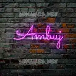 ambuj in Pink Neon style - 3D name wallpaper
