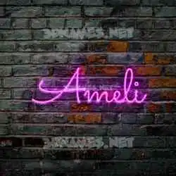 ameli in Pink Neon style - 3D name wallpaper