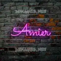 amier in Pink Neon style - 3D name wallpaper