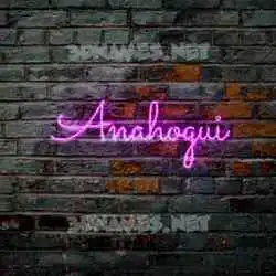 anahogui in Pink Neon style - 3D name wallpaper