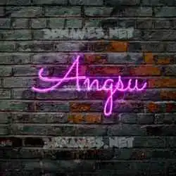 angsu in Pink Neon style - 3D name wallpaper