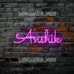anshik in Pink Neon style - 3D name wallpaper