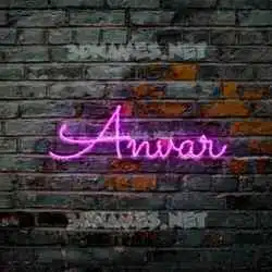 anvar in Pink Neon style - 3D name wallpaper