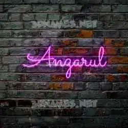 anzarul in Pink Neon style - 3D name wallpaper