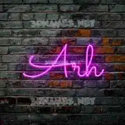 arh in Pink Neon style - 3D name wallpaper
