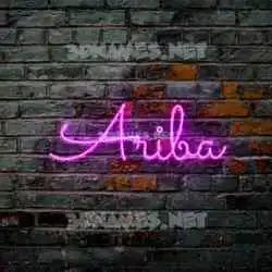 ariba in Pink Neon style - 3D name wallpaper