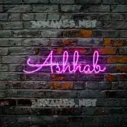 ashhab in Pink Neon style - 3D name wallpaper