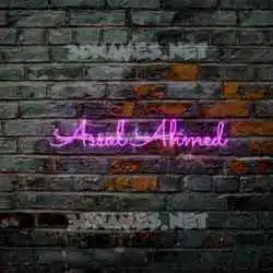 assal ahmed in Pink Neon style - 3D name wallpaper