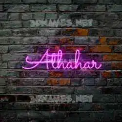 athahar in Pink Neon style - 3D name wallpaper