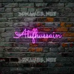 atifhussain in Pink Neon style - 3D name wallpaper