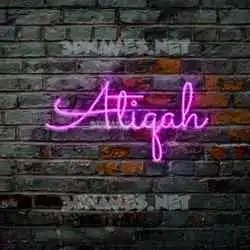 atiqah in Pink Neon style - 3D name wallpaper